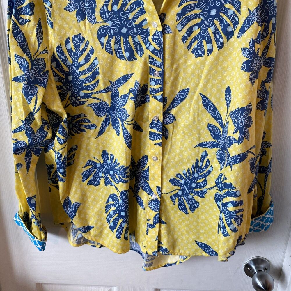 Ruby Rd. Women’s Size 16 Button Up Shirt Long Sleeve Yellow Colorful - Picture 4 of 10